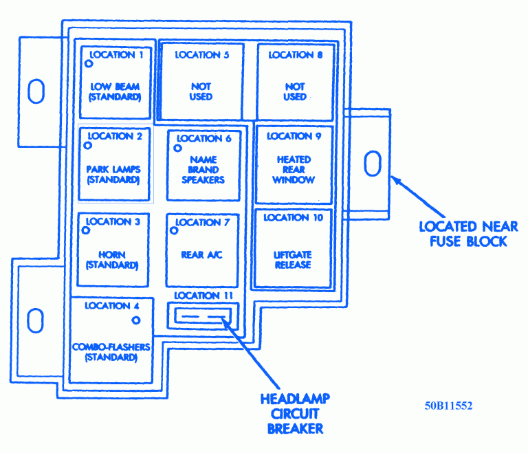 Chrysler Minivan 1998 Mini Fuse Box/Block Circuit Breaker Diagram