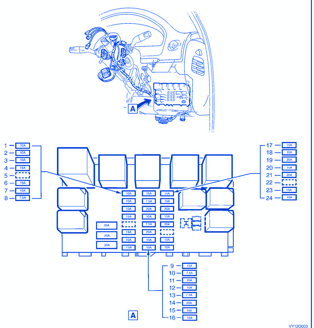 Holden VY Wagon 2007 Main Fuse Box Block Circuit Breaker Diagram 