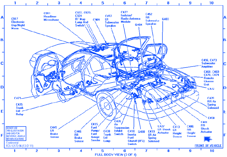 Lincoln Continental 1996 Luggage Compartment Electrical Circuit Wiring